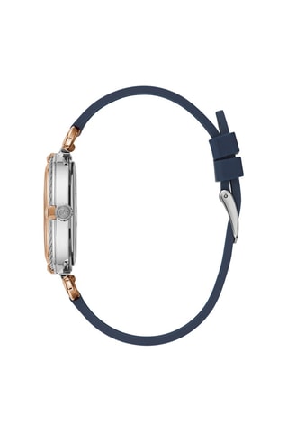 Montre à quartz en silicone ornée de cristaux Swarovski - Bleu marine et argenté