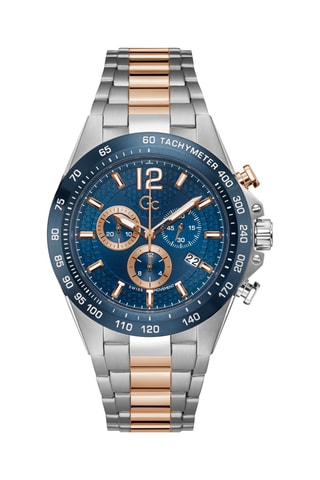 Montre à quartz en acier - 
Chronographe et tachymètre - Argenté et doré rose masqué pour offre black week