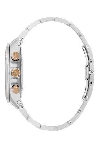 Montre à quartz en acier  - Tachymètre - Argenté