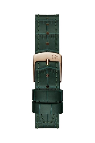 Montre à quartz en cuir véritable - Vert et doré