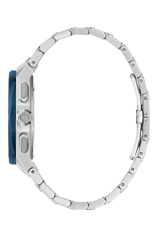 Montre à quartz en acier  - Chronographe - Argenté et noir