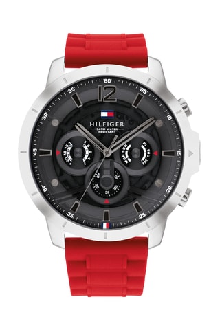 Montre en polyester - Chronographe - Rouge et argenté