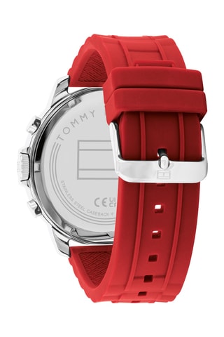 Montre en polyester - Chronographe - Rouge et argenté