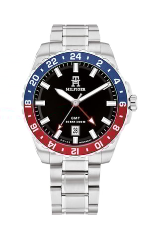 Montre en acier - Argenté et bleu et rouge