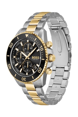 Montre en acier - Chronographe - Argenté et doré et noir