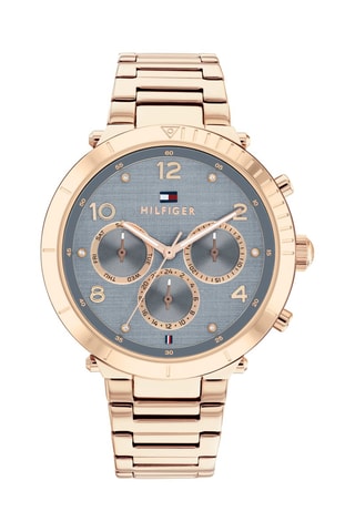 Montre à quartz en acier et plaqué or rose