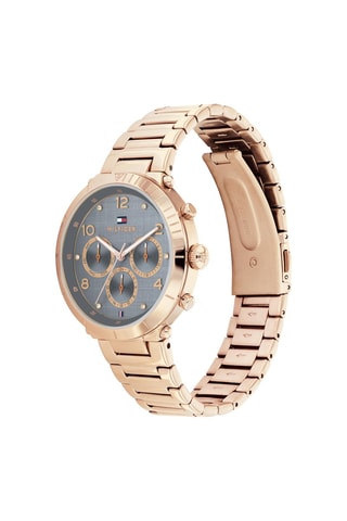 Montre à quartz en acier et plaqué or rose