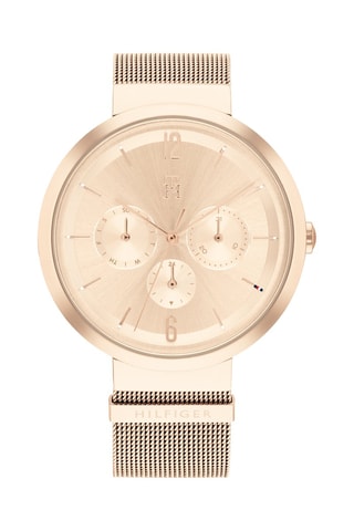 Montre à quartz en acier et plaqué or rose