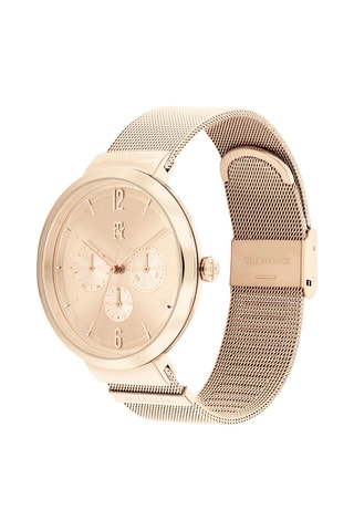 Montre à quartz en acier et plaqué or rose