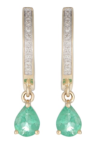 Boucles d'oreilles Juria Or jaune, diamants et émeraude
