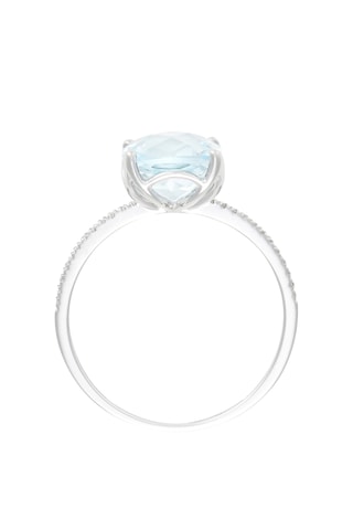 Bague Derya - Or blanc, diamants et topaze