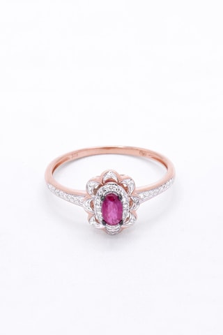 Bague Hasna Or rose, diamants et rubis