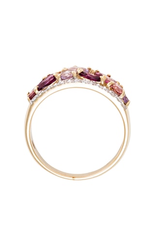 Bague Rhodomix   Or jaune, diamants, améthystes, rhodolites et tourmalines