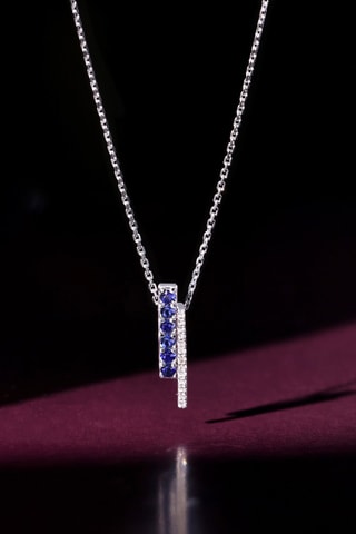 Pendentif Luijia - Or blanc, diamants et saphirs