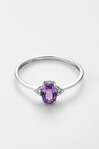 Bague Mady - Or blanc, diamants et améthyste