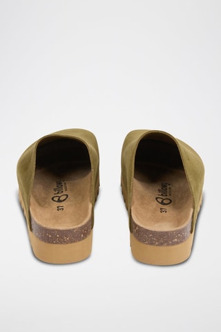 Sabots à plateforme en cuir - Kaki