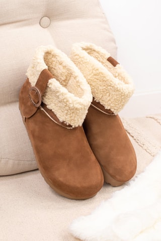 Bottines fourrées en nubuck Rosso - Marron et crème