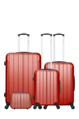 Set de 3 valises et vanity - Rouge - 75/65/55/30 cm