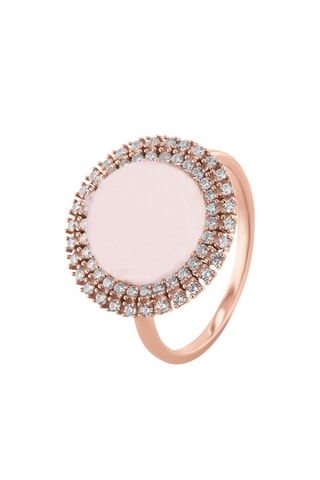 Bague - Argent plaqué or rose et quartz