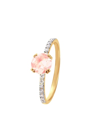 Bague - Argent plaqué à l'or jaune et quartz rose