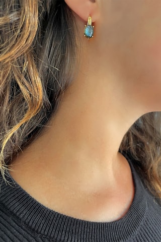 Créoles - Argent plaqué or jaune et labradorites