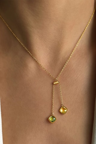 Collier - Argent plaqué or jaune et quartz