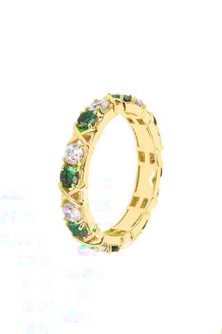 Bague - Argent plaqué or jaune et zircons