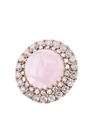 Bague - Argent plaqué or rose et quartz rose