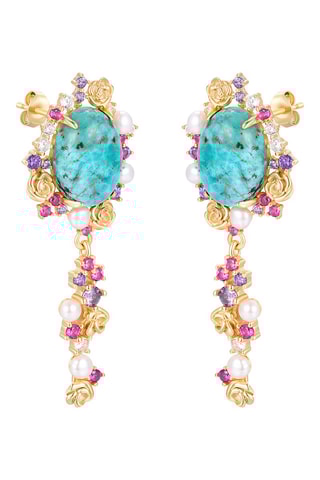 Boucles d'oreilles - Argent, perles de culture et turquoise