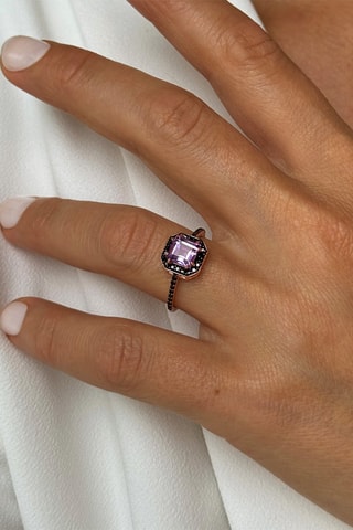 Bague - Argent plaqué or rose, améthyste et spinelles