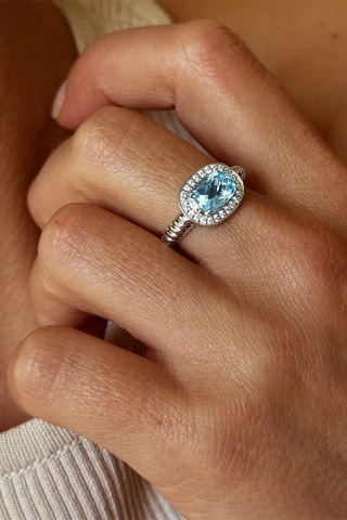 Bague - Argent plaqué or jaune, topaze et zircons