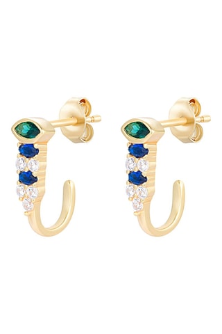 Boucles d'oreilles - Argent plaqué or jaune, saphirs, améthystes et zircons