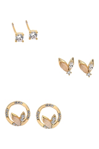 3 Paar Oorknopjes Precious - Goudkleurig