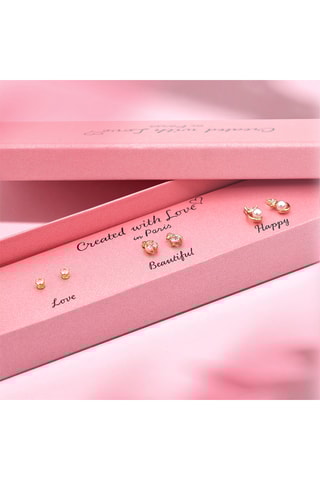 3 Paar Oorknopjes Smile  - Goudkleurig