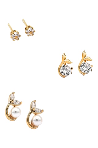 3 Paar Oorknopjes Smile  - Goudkleurig