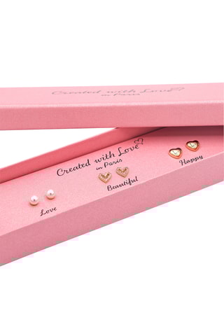 3 Paar Oorknopjes Heart - Goudkleurig