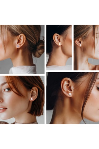 5 Paar Oorknopjes Pearl    - Zilverkleurig