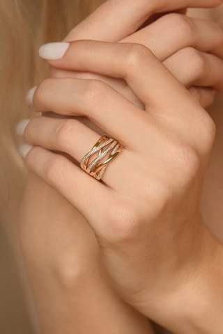 Ring Méli-mélo Scintillant Geelgoud en Diamanten