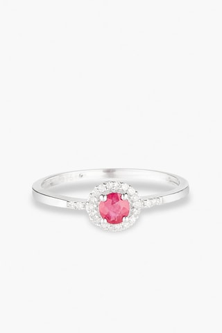 Ring Rond de Rubis Witgoud, Diamanten en Robijnen