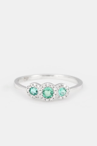 Ring Trio des Emeraudes Witgoud, Smaragd en Diamanten