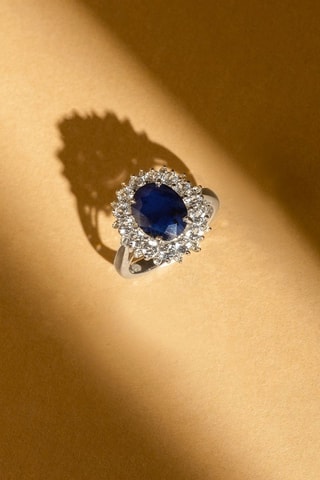 Bague Soleil Bleu - Or blanc, topazes et saphir