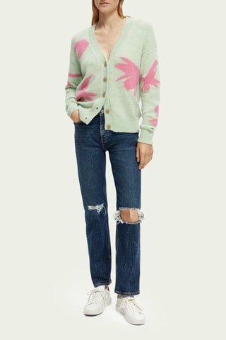 Wollen Vest - Zeegroen en Roze