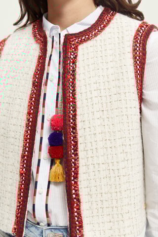 Mouwloos Wollen Vest - Gemêleerd Wit