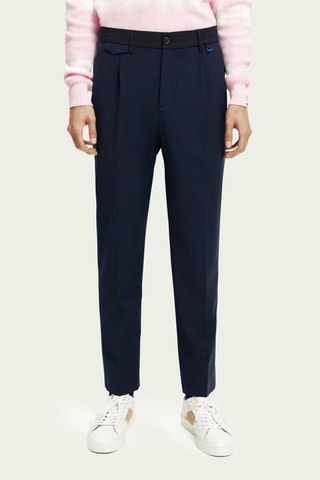 Wollen Chino Straight Fit - Marineblauw