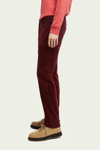 Biologisch Katoenen en Velours Broek Slim Fit - Bordeauxrood