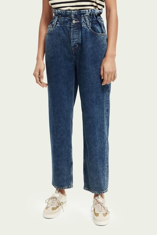 Jeans Paper Bag Hoge Taille - Marineblauw