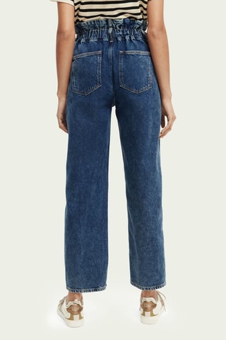 Jeans Paper Bag Hoge Taille - Marineblauw