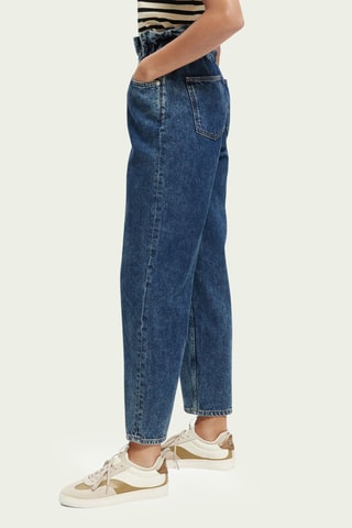 Jeans Paper Bag Hoge Taille - Marineblauw