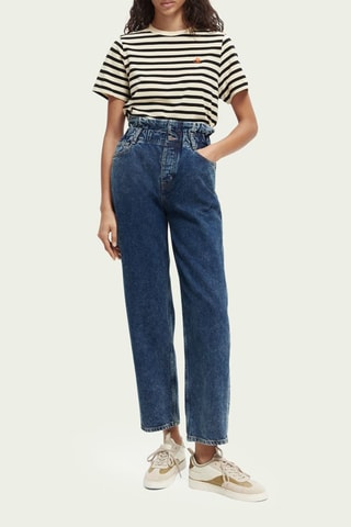 Jeans Paper Bag Hoge Taille - Marineblauw