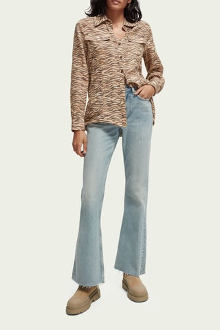 Jeans Hoge Taille Flare Cut - Hemelsblauw